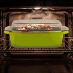 relaxdays Plat à four avec couvercle antiadhésif gratin lasagnes fonte d’aluminium lavable au lave-vaisselle vert 10036930 - B09B2KC87SA