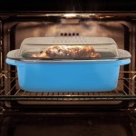 relaxdays Plat à four couvercle antiadhésif gratin lasagne fonte d’aluminium lavable au lave-vaisselle bleu clair 10036931 - B09B2H846BA