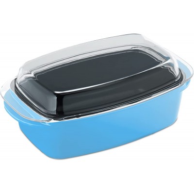 relaxdays Plat à four couvercle antiadhésif gratin lasagne fonte d’aluminium lavable au lave-vaisselle bleu clair 10036931 - B09B2H846B6