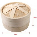 4 tailles 2 niveaux nouveau panier en bambou chinois riz naturel cuisson cuiseur à vapeur avec couvercle26cm - B08LHB9VFFE