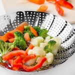 MILANIA Panier Cuit-Vapeur Pliable en Acier Inoxydable pour Cuire Légumes et Aliments - B0723DSD3TK