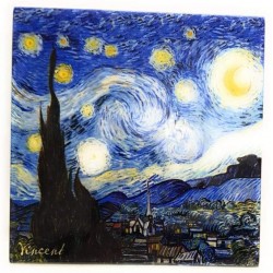 Ambiance Sud Dessous de Plat en Céramique Dessous en liège Motif Van Gogh La Nuit étoilée 20 x 20cm - B07R7BQJXG7