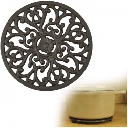 GOLRISEN Dessous de plat rond en fonte Résistants à la chaleur Diamètre : 17 cm Noir Avec pieds et motif vintage Pour cuisine salle à manger théière - B088B8YCQ1F
