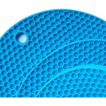Tapis de dessous de plat en silicone Tapis de séchage polyvalent résistant à la chaleur jusqu'à 464 ° F support de pot étanche lot de 2 antidérapant flexible durable Blue - B092D34JDQZ