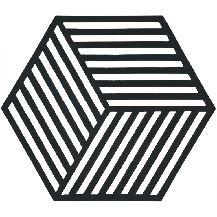 ZONE DENMARK Hexagon Dessous de Plat en Silicone Noir 16 x 14 cm - B01NB2A15MC
